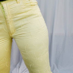 VINTAGE YELLOW FLORAL PANTS - UK14