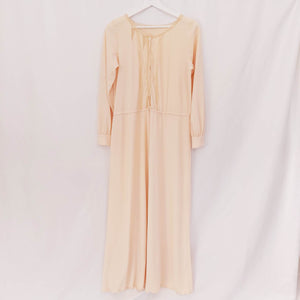 80S VINTAGE BABY PINK LACE MAXI - L
