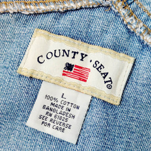 90s VINTAGE DARK DENIM DUNGAREES - L