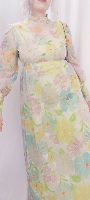 60s FLORAL MAXI DRESS - UK12