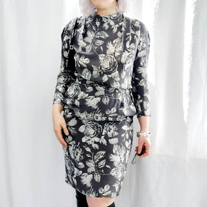 80S CHARCOAL GREY DRESS - L