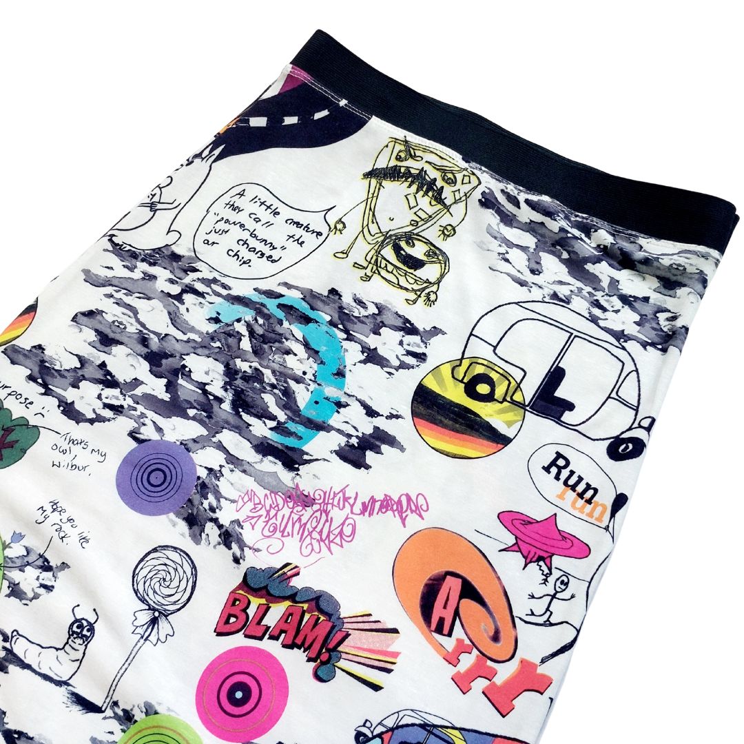 MUTLICOLOUR CARTOON PRINT SKIRT- UK10
