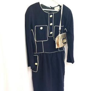 VINTAGE NAVY DRESS - M