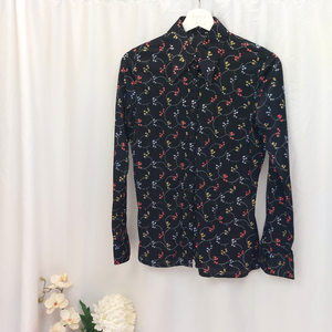 VINTAGE BLACK TULIP SHIRT - S