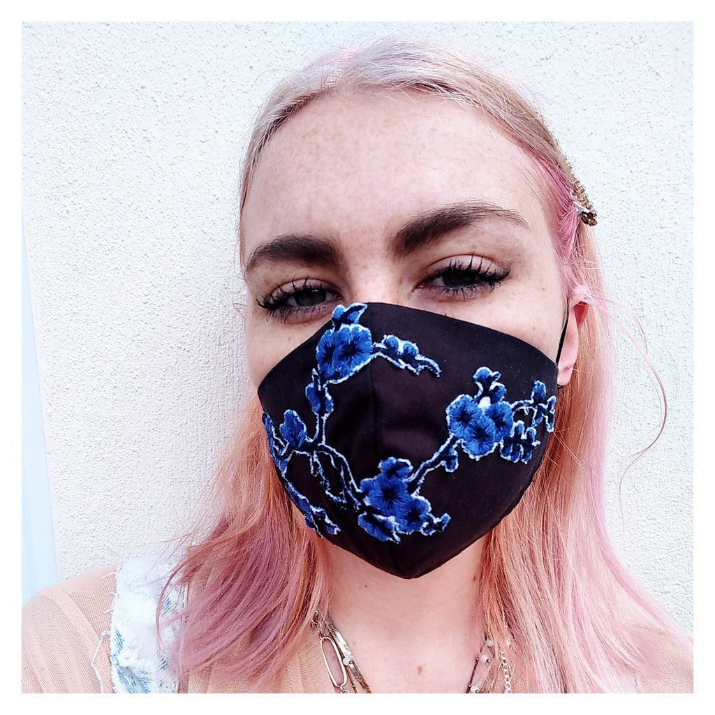 FABULOUS BLACK EMBROIDERED FACEMASK